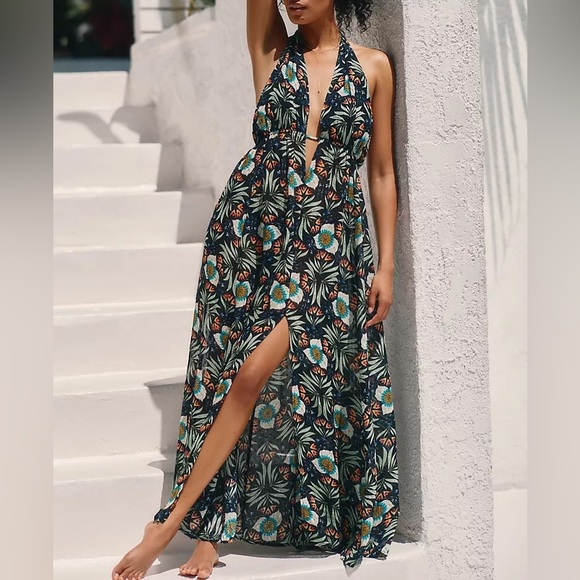 Anthropologie Brenda Quinn V-Neck Halter Dress - Picture 3 of 15